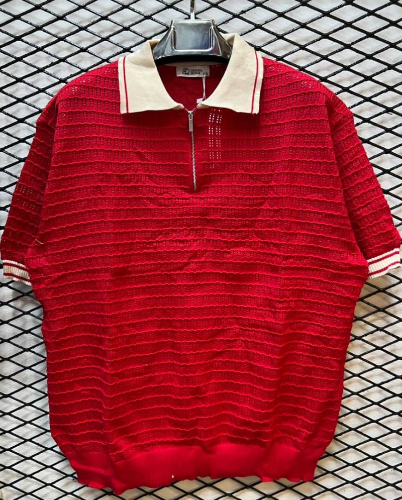 Polo Homme Rayé Bleu & Blanc – Col Zippé, Style Casual Chic Tendance Cameroun